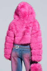 SABRINA HOODED FAUX FUR JACKET