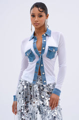DIFFERENT LOVE MESH BUTTON DOWN