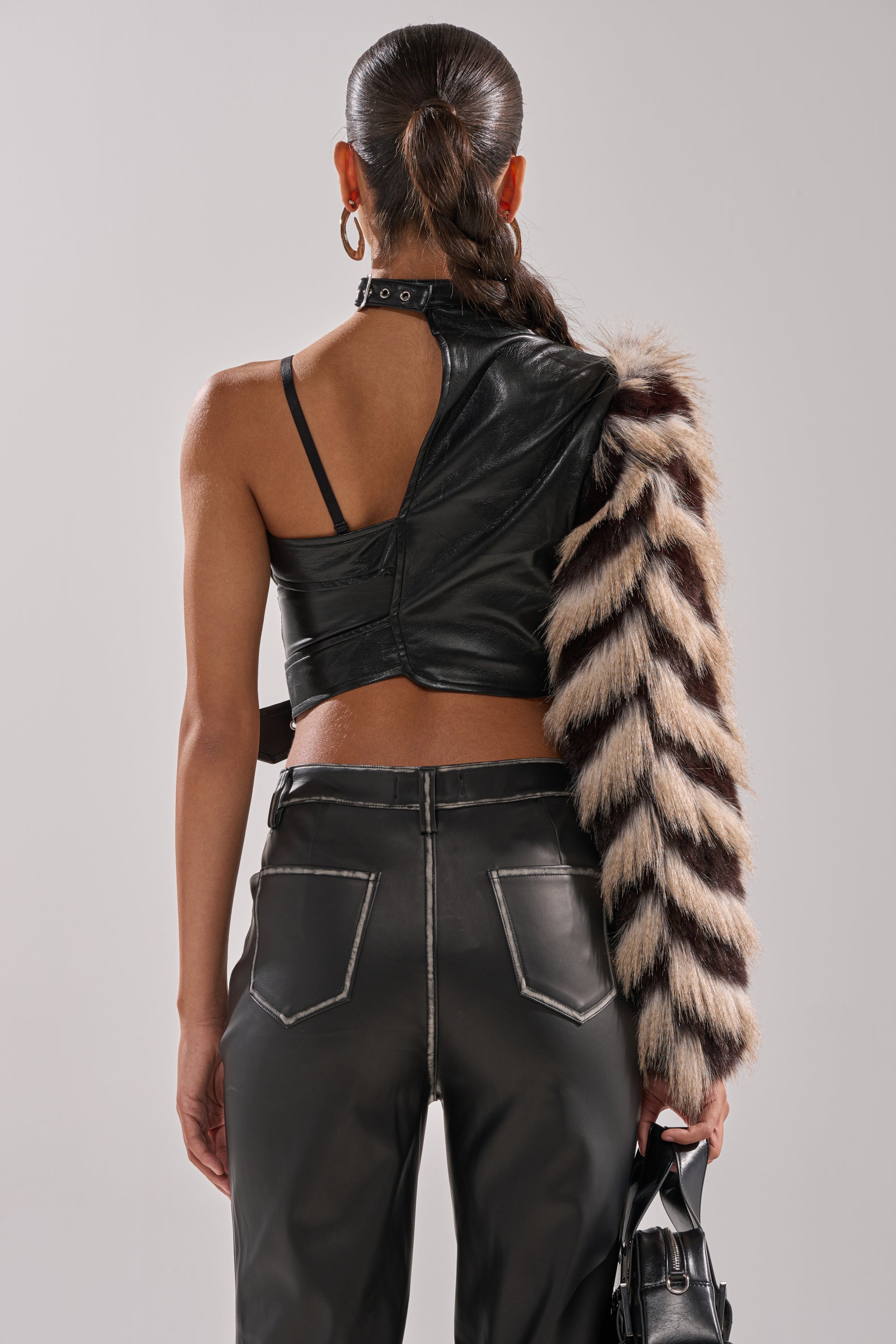 HIGH AND LOW FUR BLOUSE