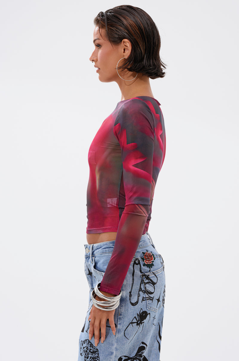 AURA LONG SLEEVE MESH TOP