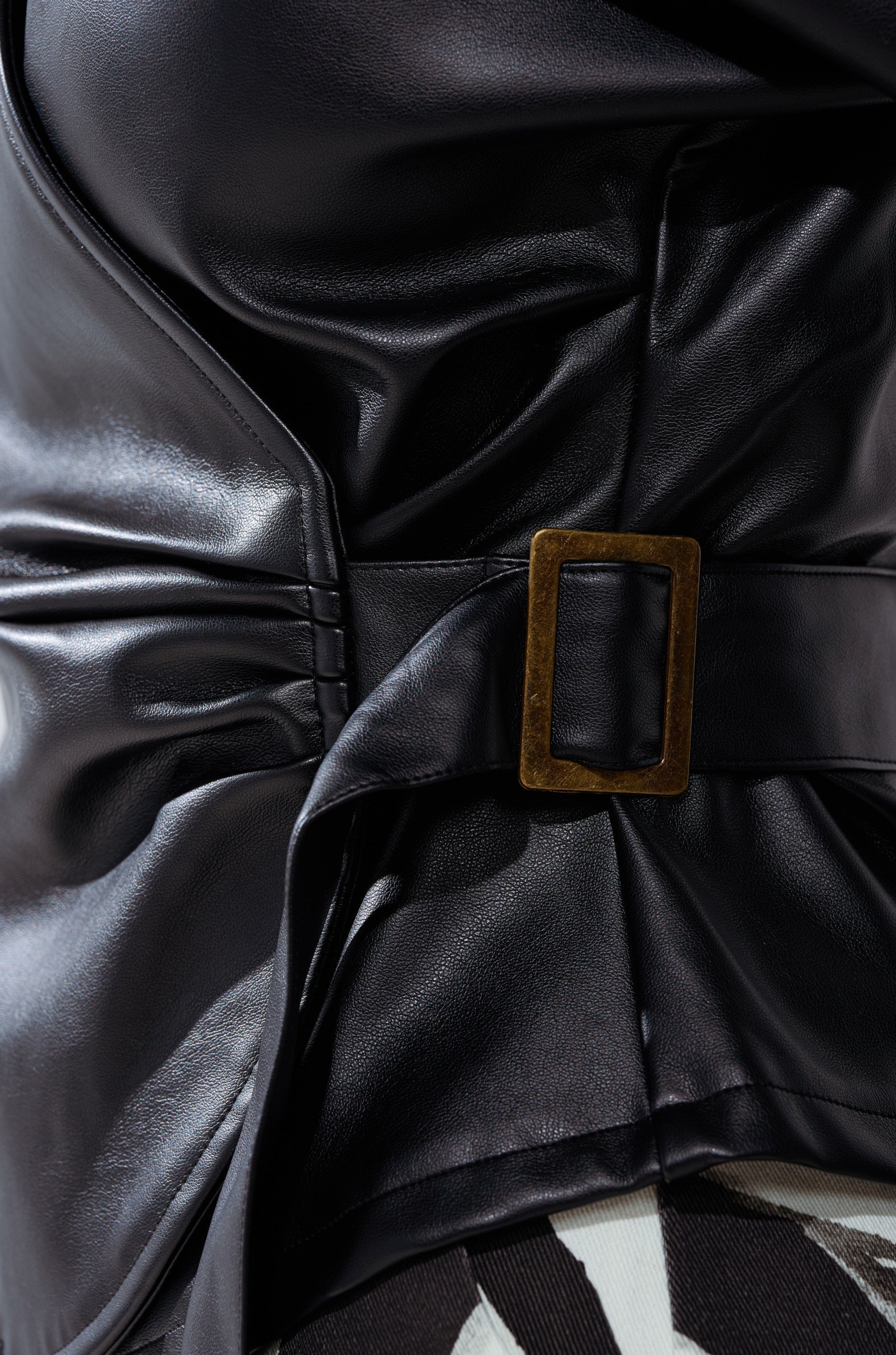 EASY ENOUGH FAUX LEATHER TIE FRONT BLOUSE