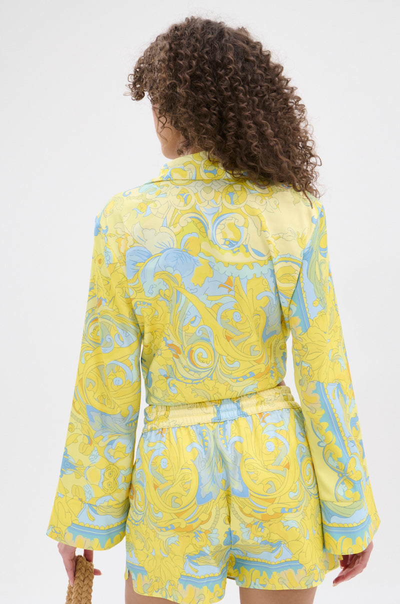 FLORAL PARTY TIE FRONT BLOUSE