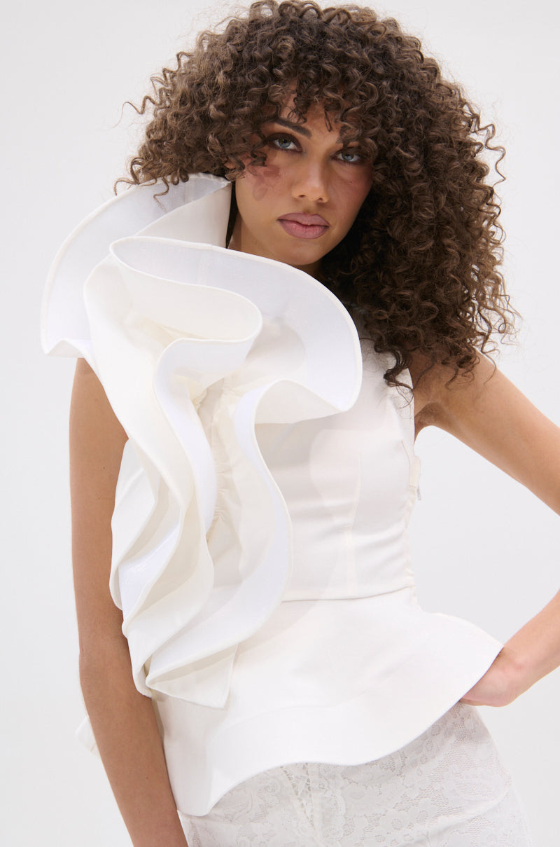 JULIETTE EXAGERATD RUFFLE BLOUSE