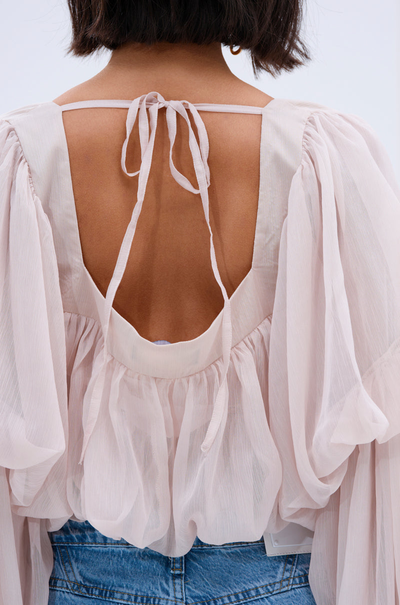 SLOUCHY SQUARE NECK LONG SLEEVE BLOUSE TOP