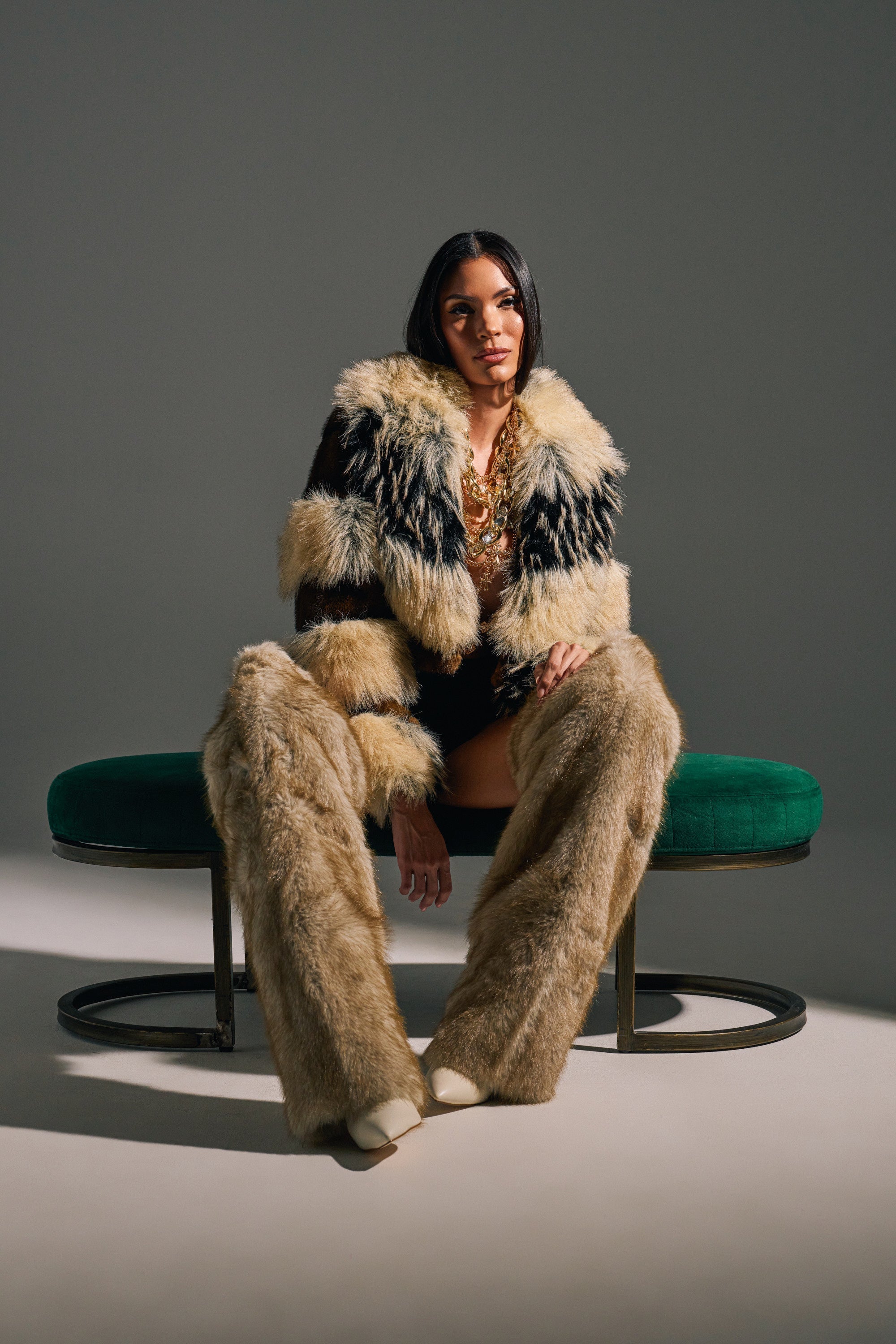 AZALEA WANG LAGANN BONE THIGH HIGH FUR LUXE BOOT