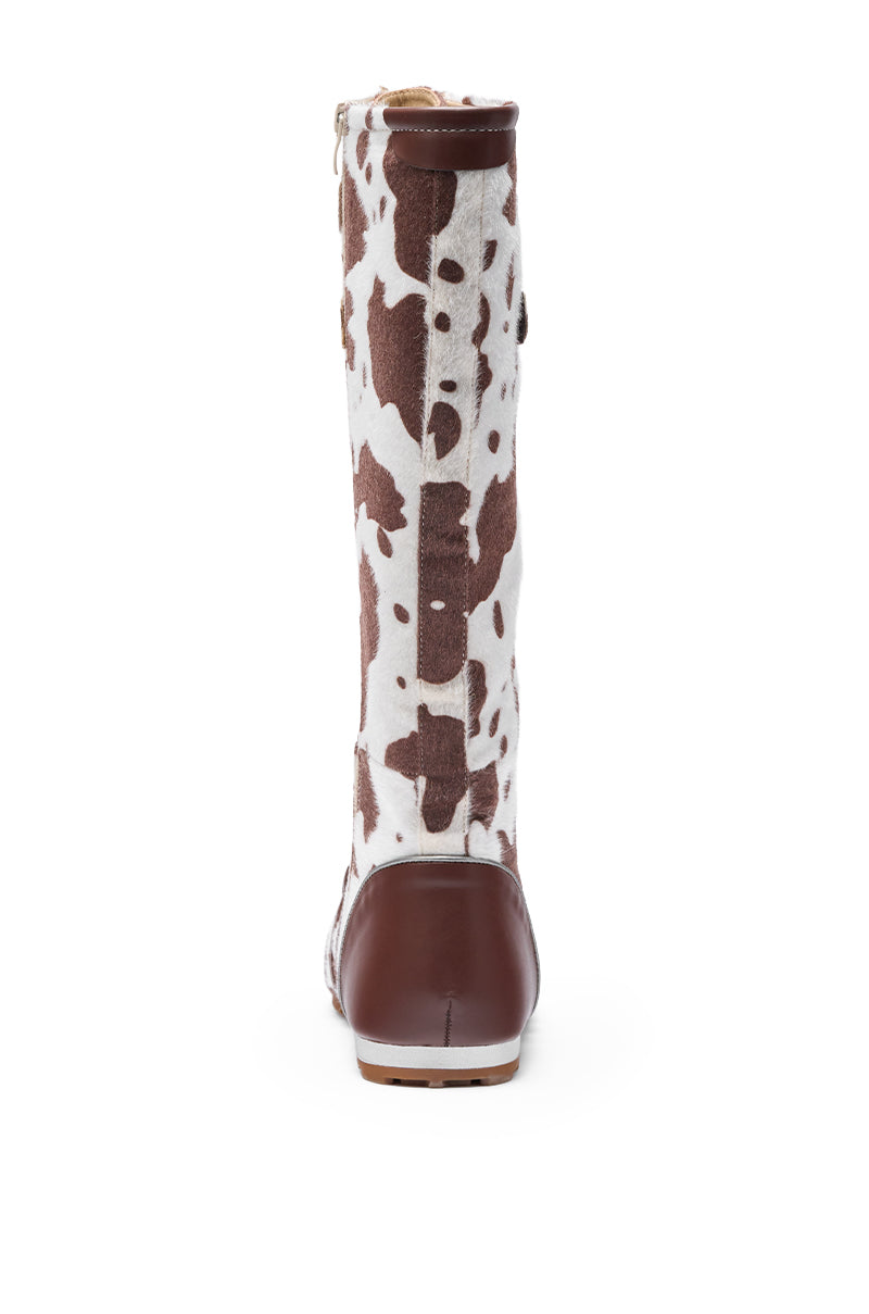 AZALEA WANG OZZY BROWN MULTI FLAT KNEE HIGH SNEAKER