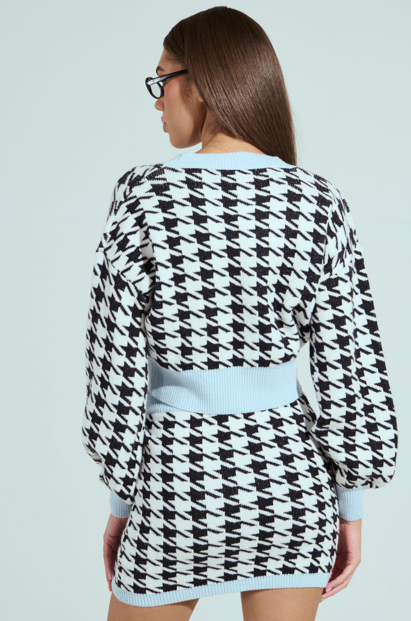 PRETTY AND POSH HOUNDSTOOTH CARDIGAN