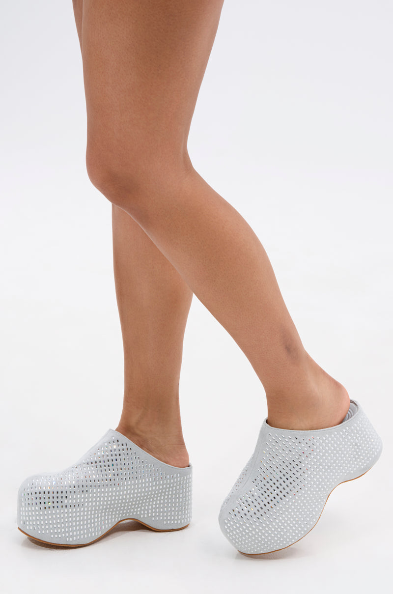 AZALEA WANG ROMESCO BLING FLATFORM CLOG IN GREY