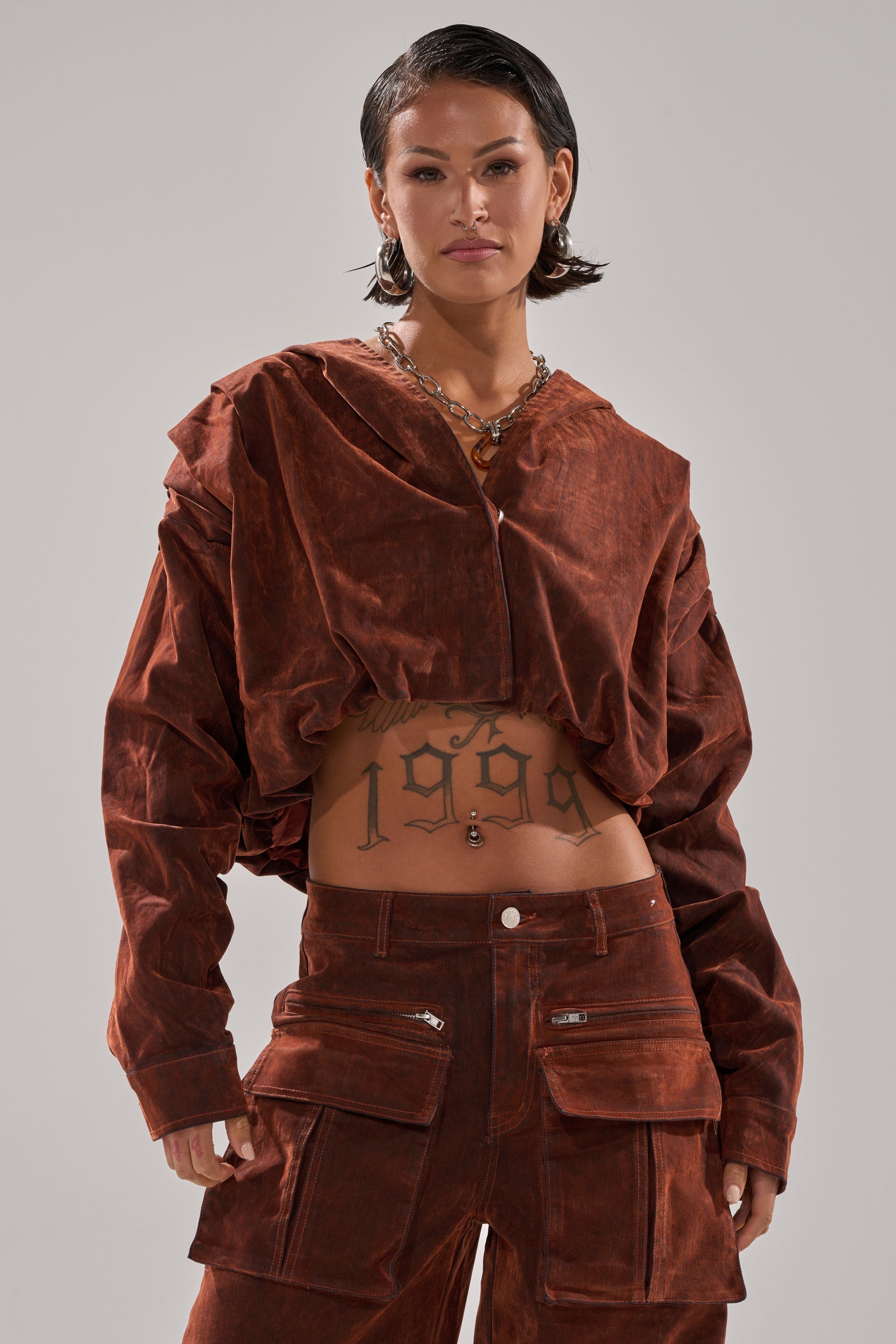 THINK ABOUT YOU ALL THE TIME VELVET DENIM LONG SLEEVE TOP