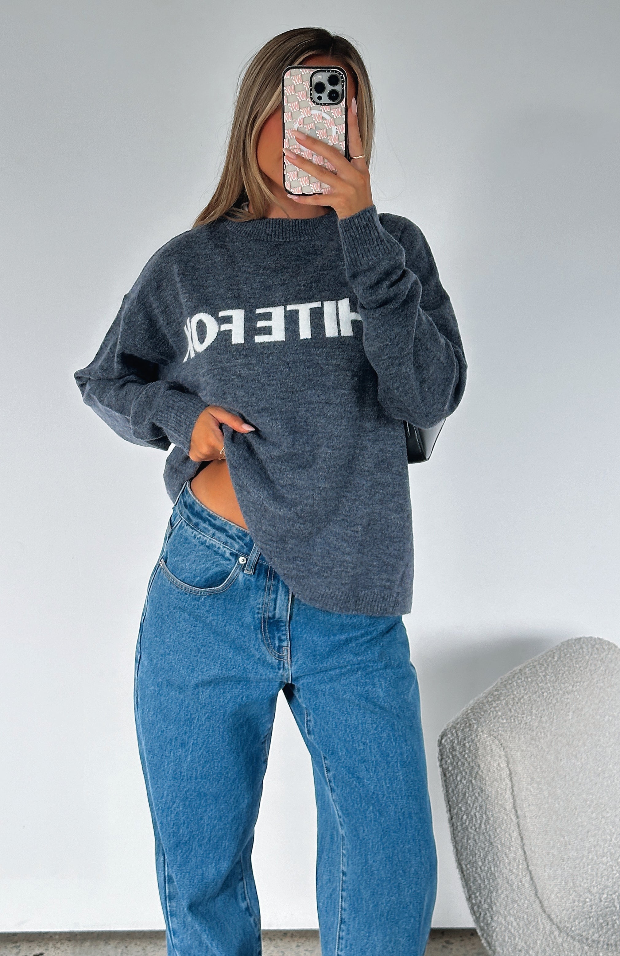 Set Me Free Knit Sweater Charcoal