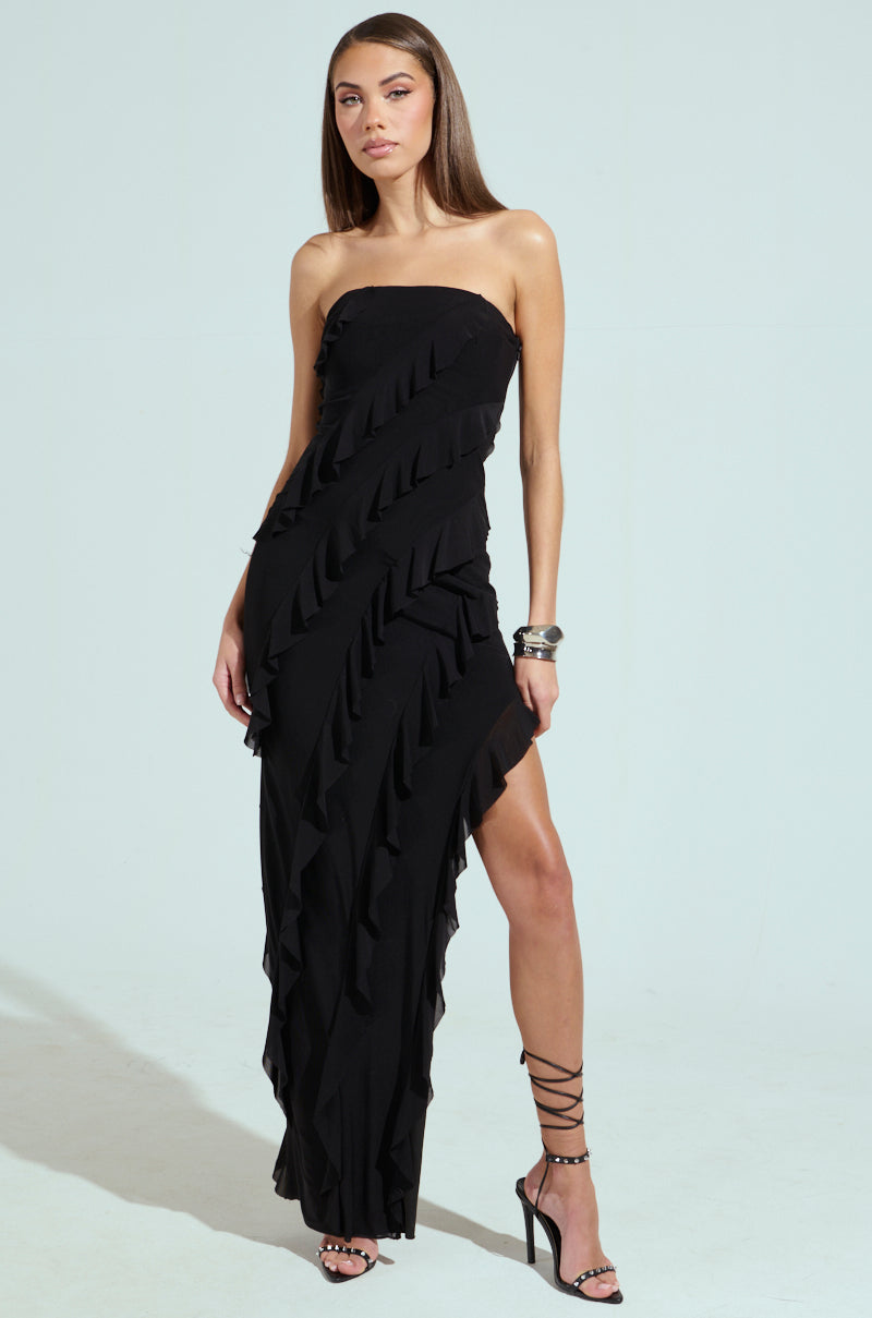 ELLA MESH BLACK TUBE DRESS