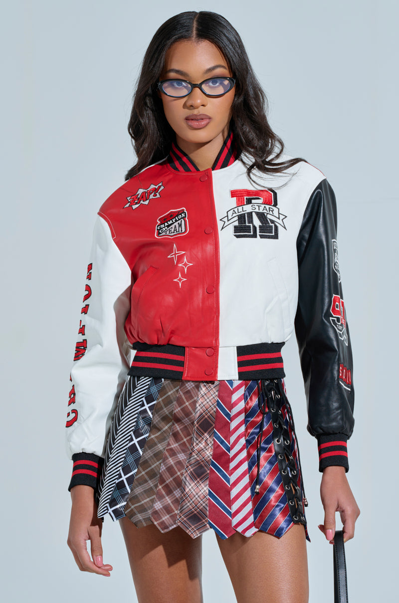 CHAMPIONS LEAGUE FAUX LEATHER BOMBER