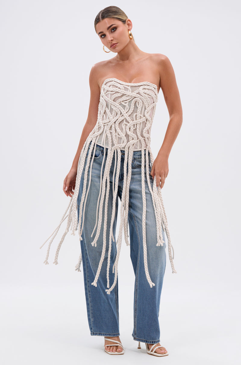 NEVER LOST TASSEL MESH CORSET