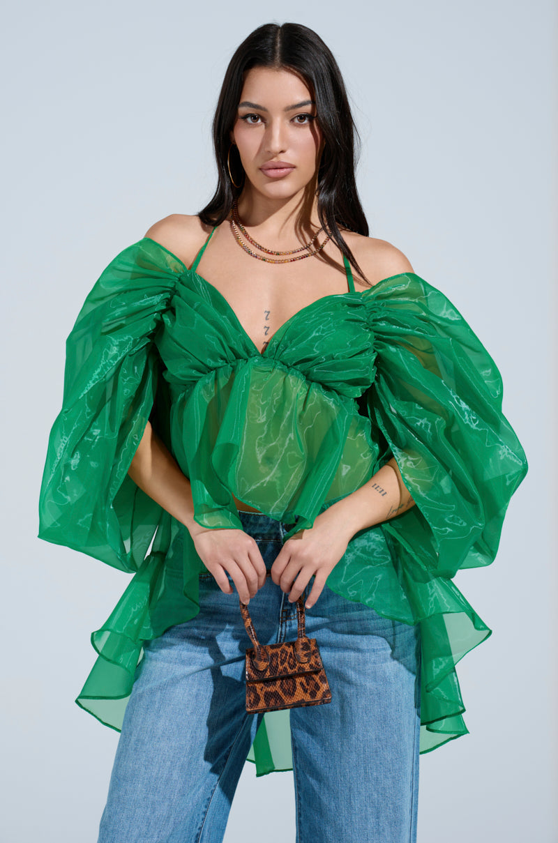 AN ELEGANT EVENING ORGANZA BLOUSE