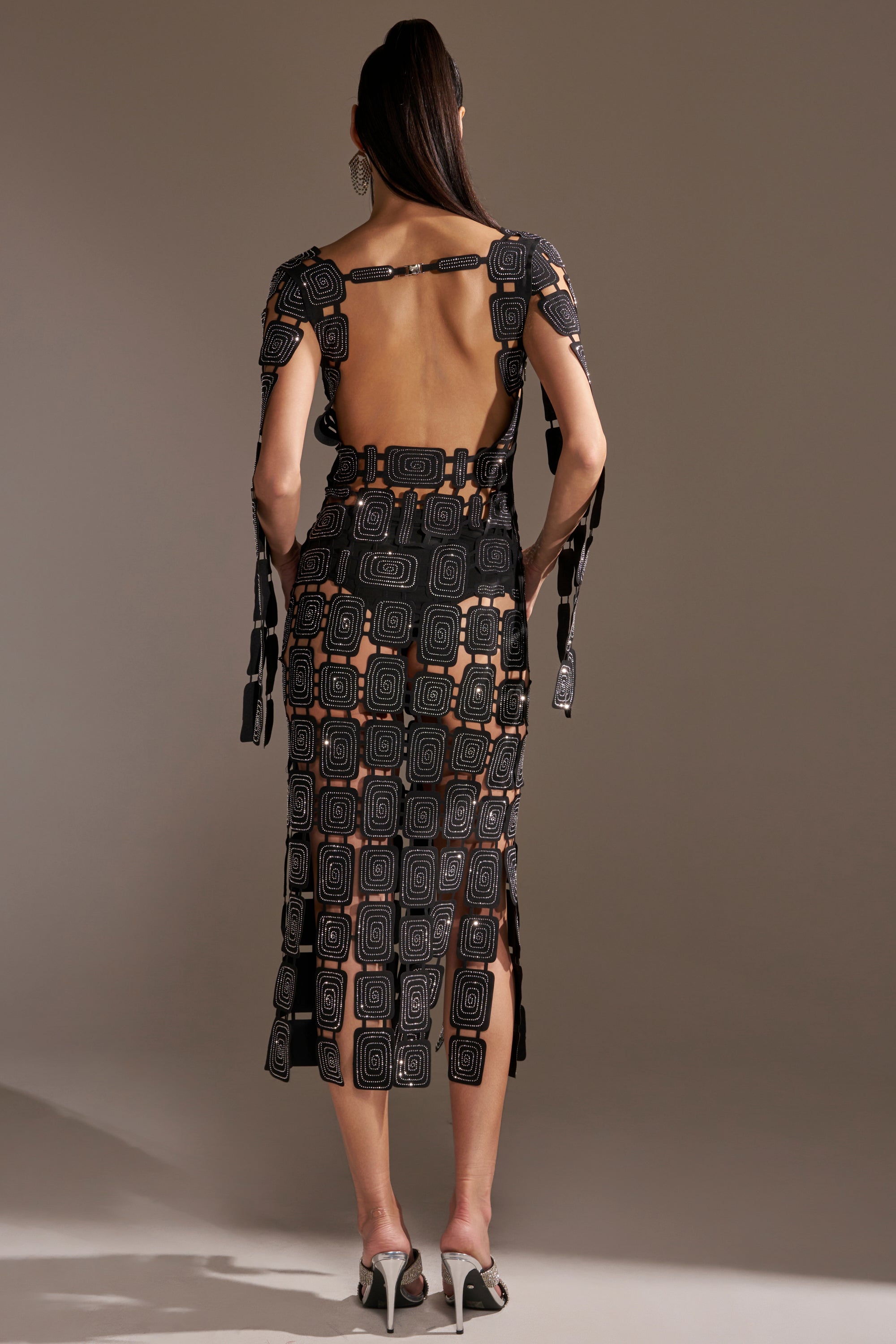 ONLY ONE OF ME RHINESTONE MIDI DRESS