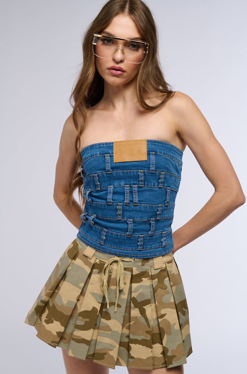 ALL OVER DENIM CORSET TOP