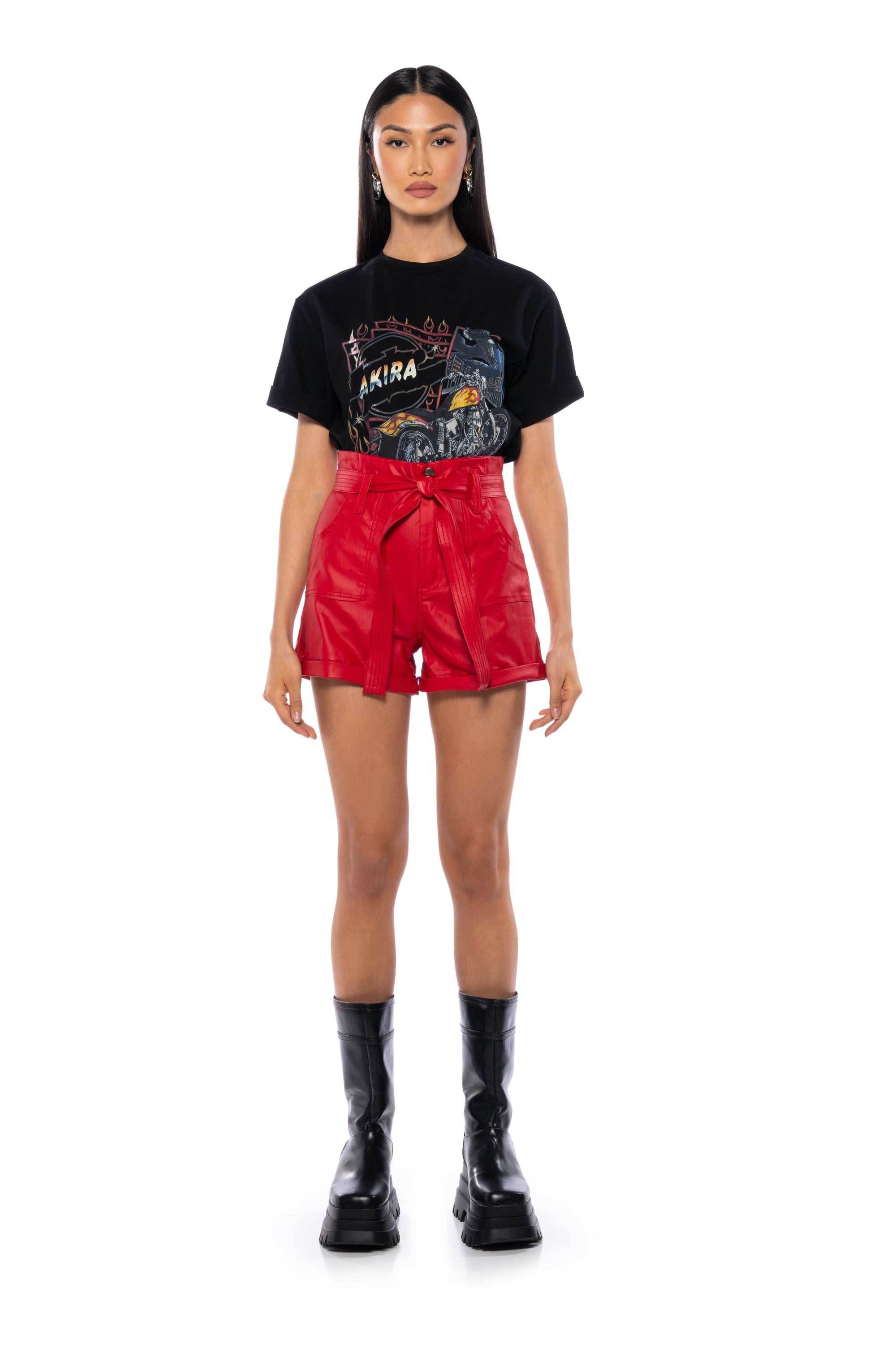 ALPHA HIGH RISE PLEATHER SHORTS