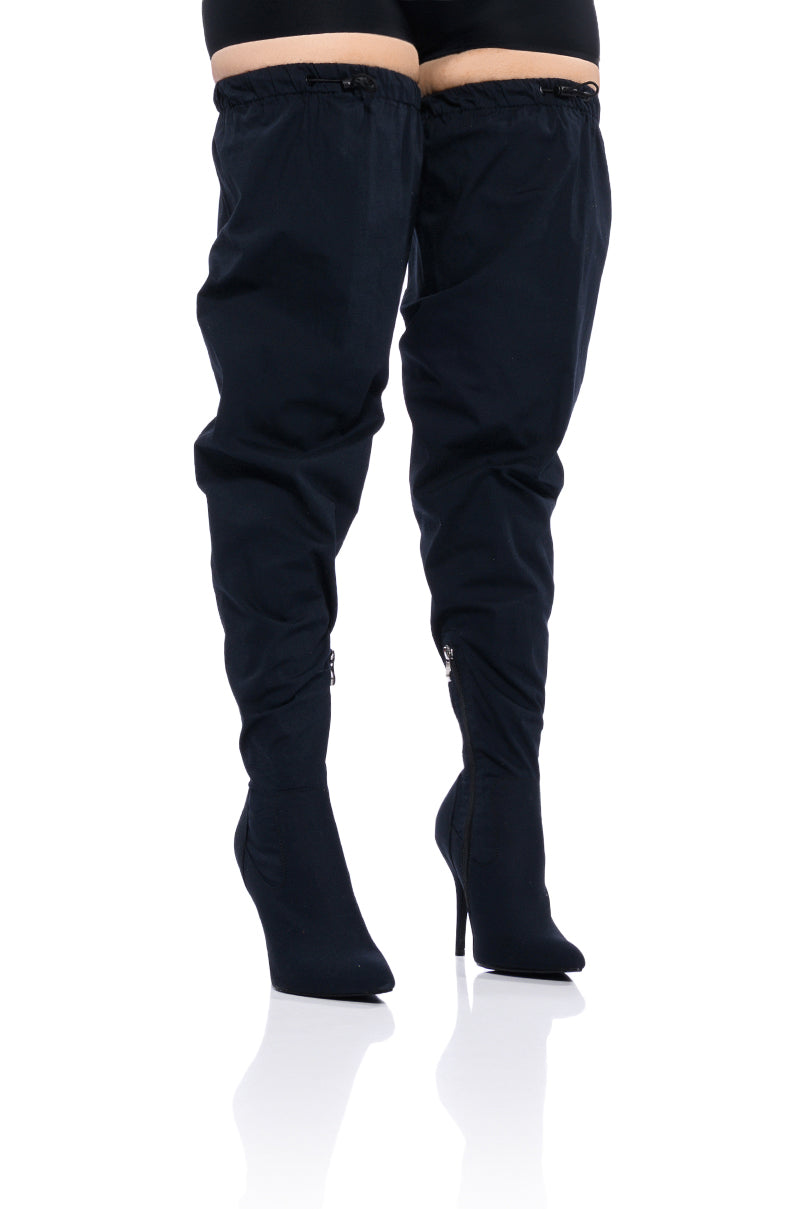 AZALEA WANG MANTIS BAGGY THIGH HIGH BOOT IN BLACK