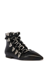 AZALEA WANG MATSON BLACK LACE UP BUCKLE FLAT