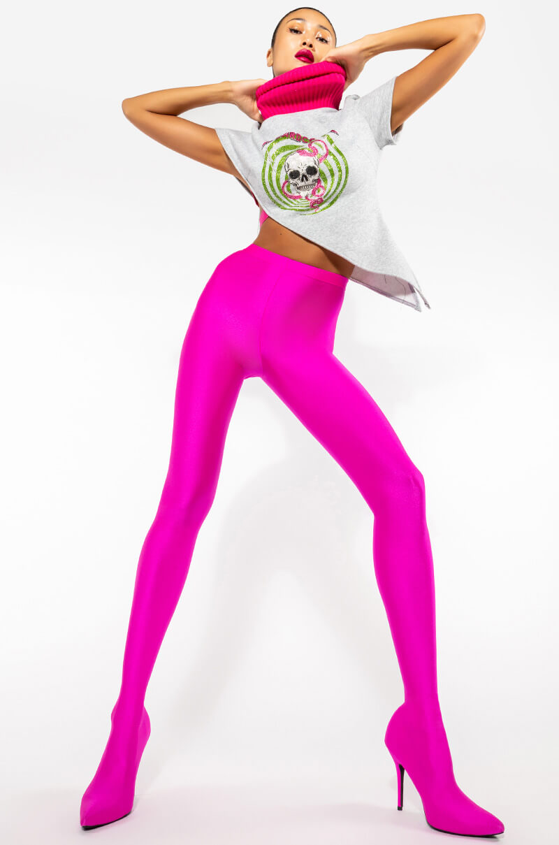 AZALEA WANG TAYTAY SEXY STILETTO BOOT PANT IN FUCHSIA STRETCH