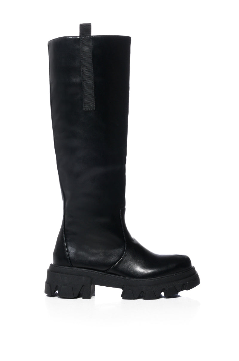 AZALEA WANG VALERIE SLIP ON PINK BOOT IN BLACK