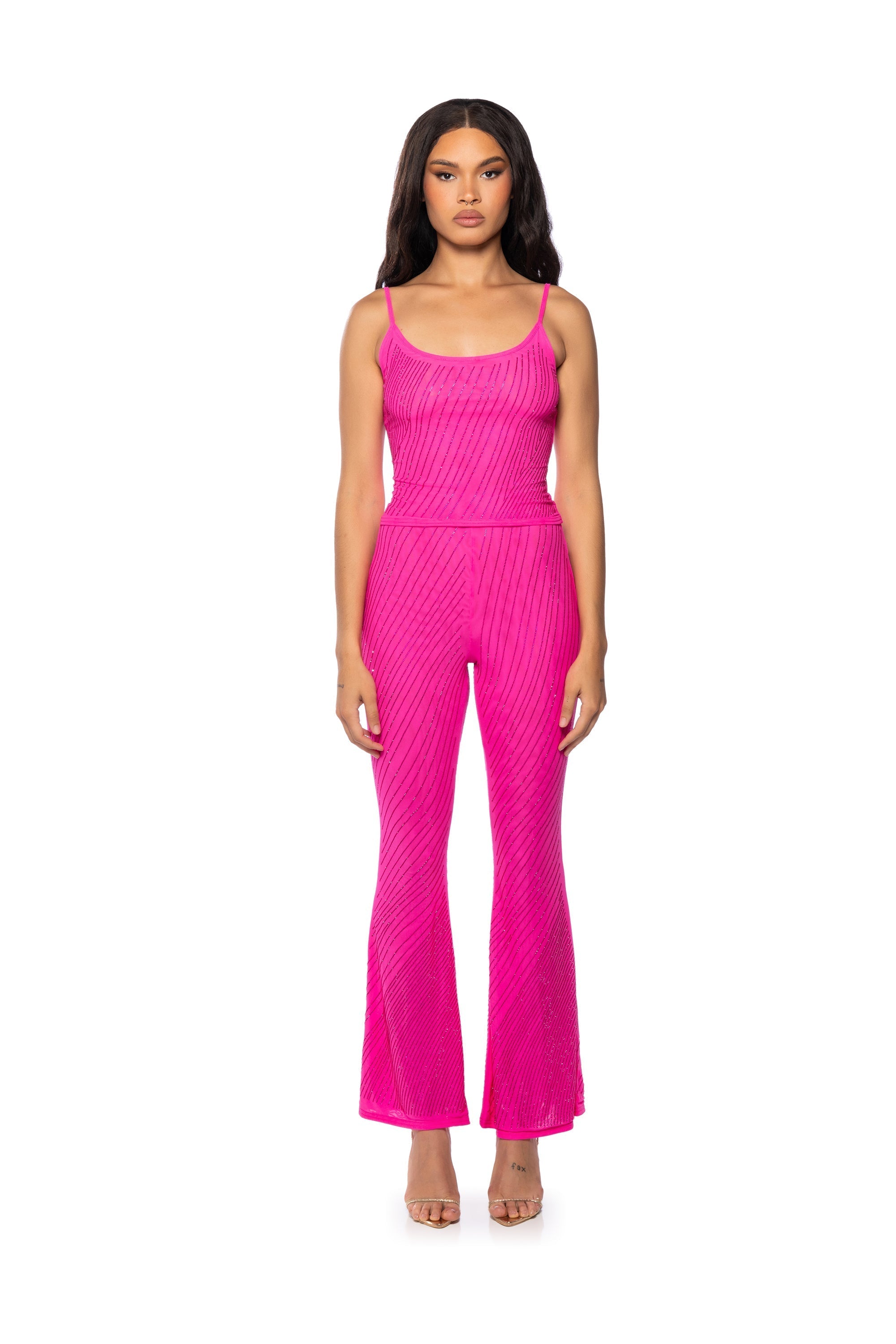 CUFF IT SLEEVELESS EMBELLISHED MESH TANK
