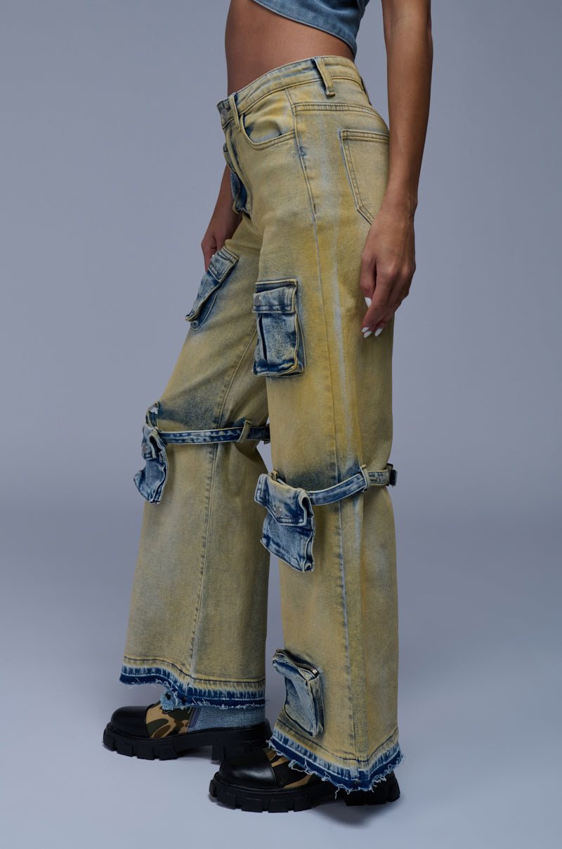 IGGY CARGO POCKET WIDE LEG JEAN