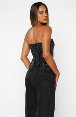 Paint The Sky Strapless Bustier Black
