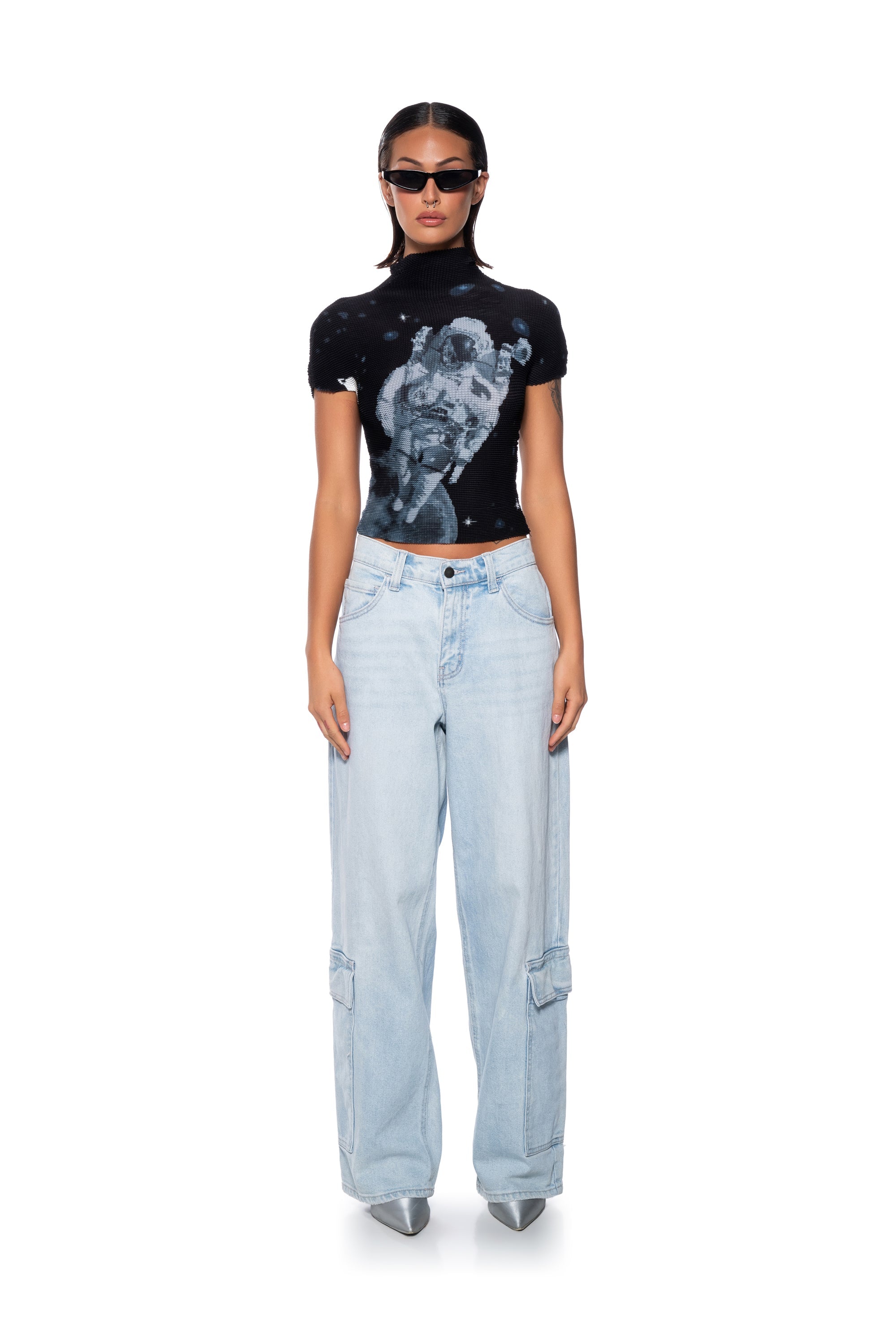 LIFT OFF TEXTURED CAP SLEEVE TSHIRT
