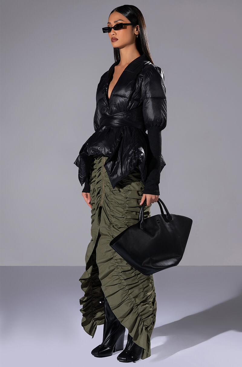 LONGING FOR YOU TIE FRONT PUFFER