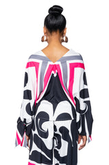 PRINTED V NECK BLOUSE