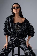 RUCHED PU JACKET