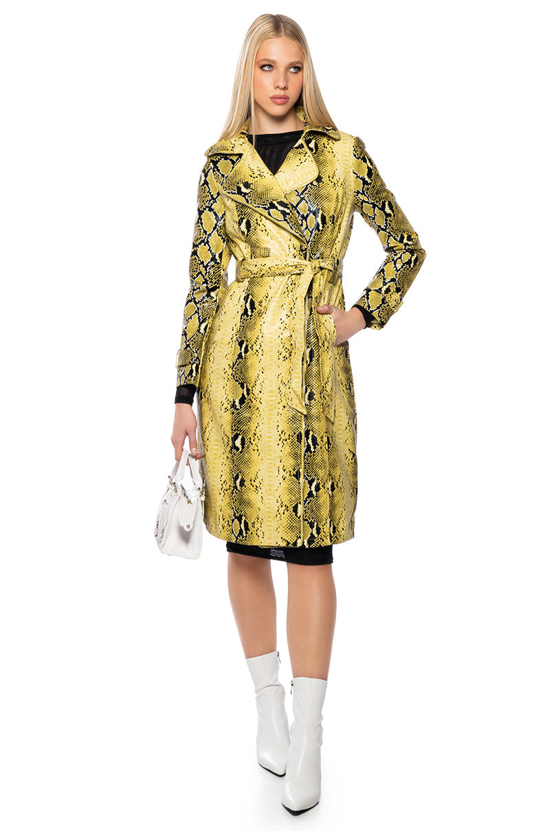 SANDO SNAKE PLEATHER TRENCH COAT