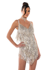 SHOW UP FRINGE MINI DRESS