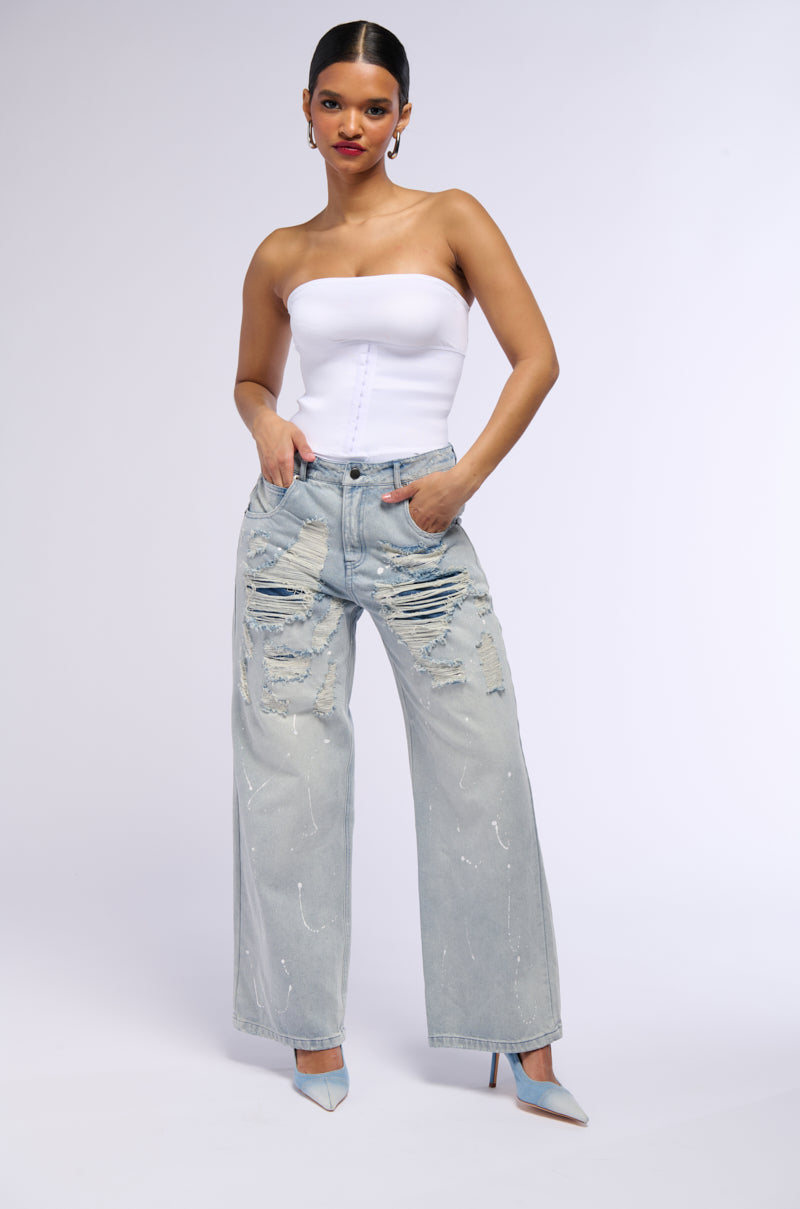 SNATCHED CORSET STRAPLESS BODYSUIT IN WHITE