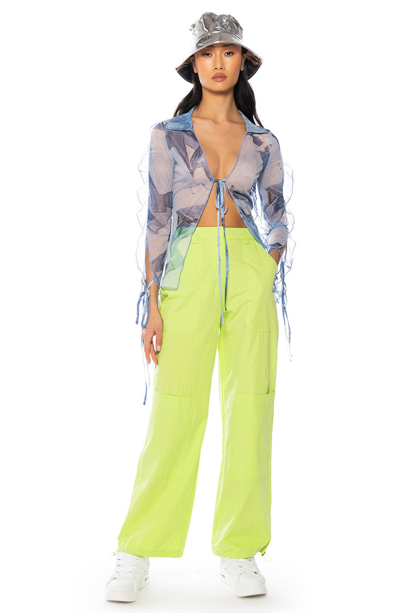 SO Y2K DENIM PRINT BLOUSE