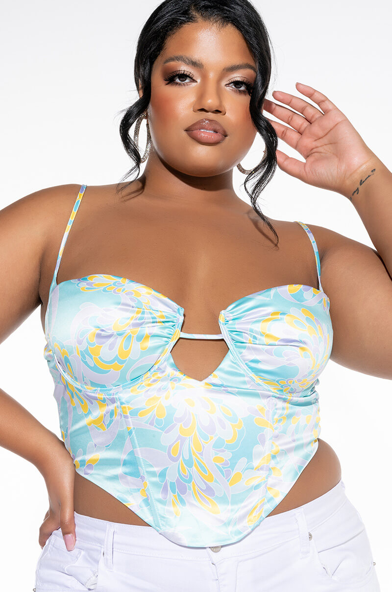 SWEET ESCAPE SATIN BUSTIER TANK