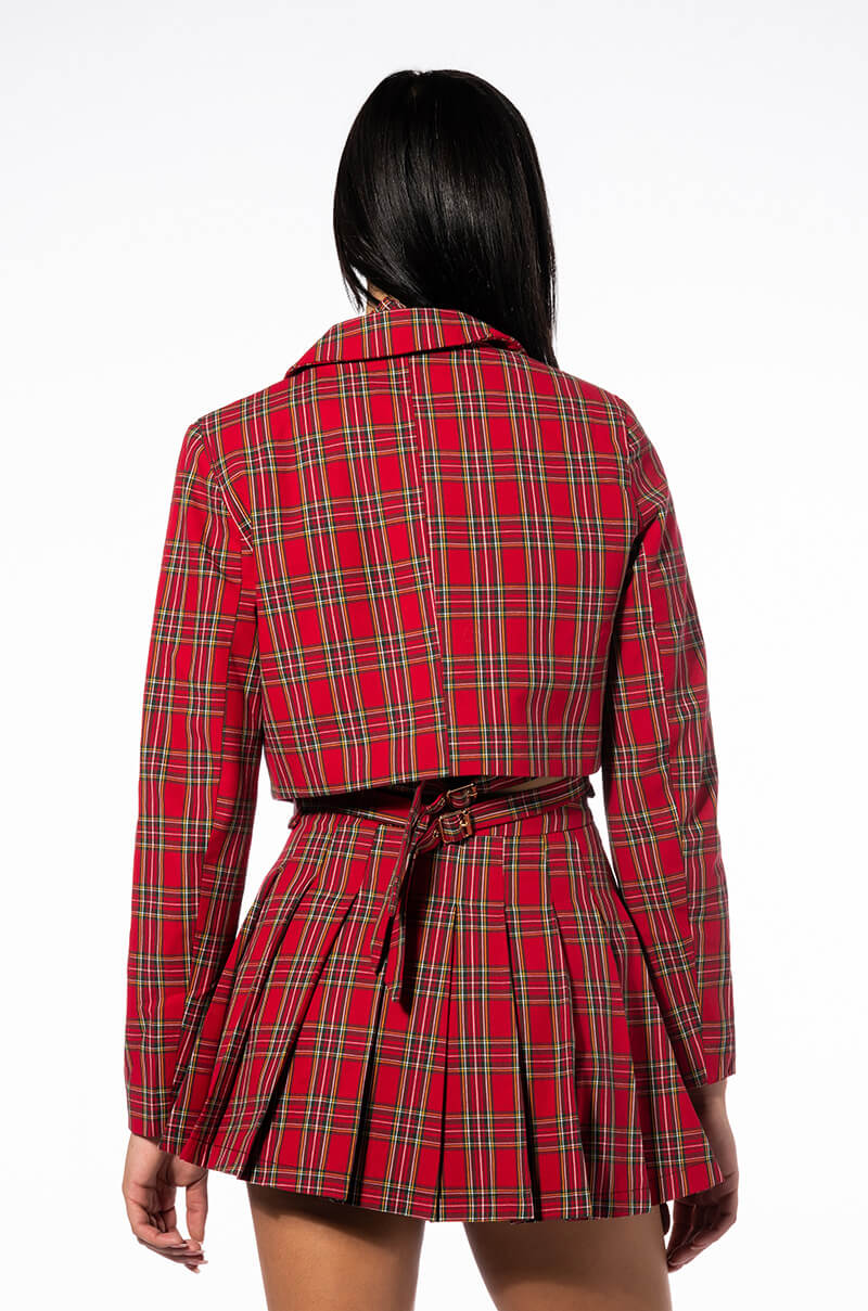TARTAN RED PLAID BLAZER
