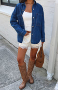Freedom Of Love Denim Shirt Dark Blue